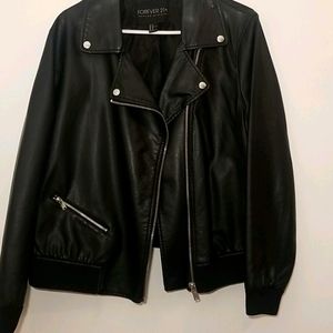 Faux leather moto jacket